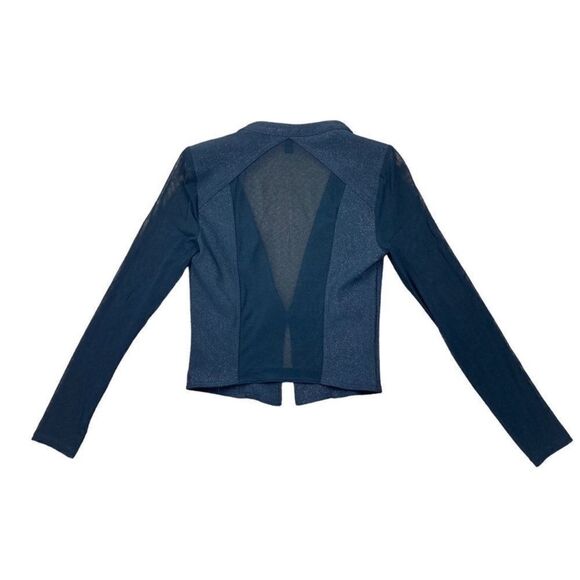 Material girl black sparkly blazer with sheer sleeves and back - Picture 3 of 5